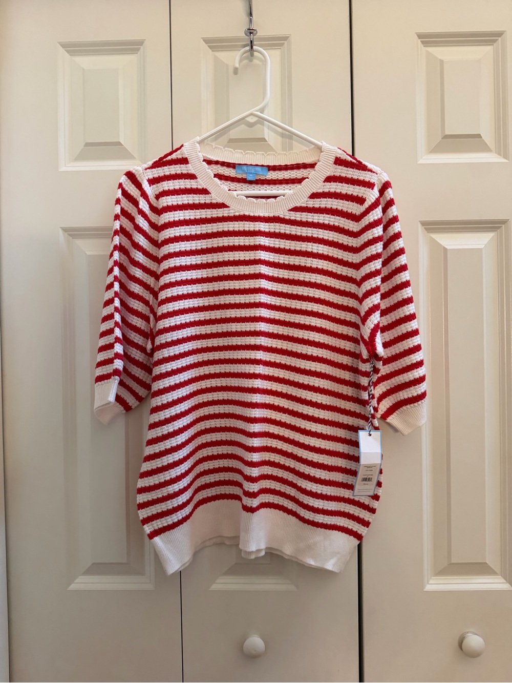 Draper James Red & White Striped Crewneck Sweater - Size XL NWT